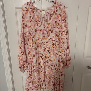 H&M Floral Tiered A Line Long Sleeve Dress Size XXL